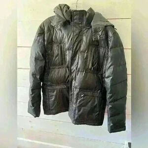 Kenneth Cole Reaction duck down heavy winter coat, sz large, black. See photos.